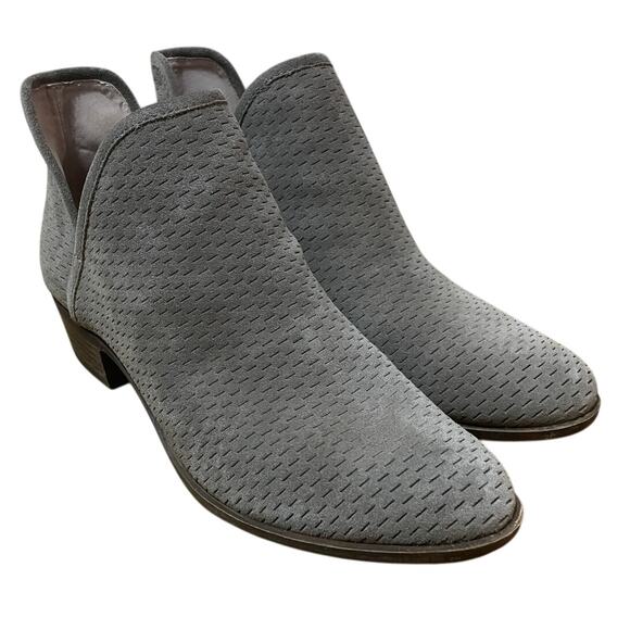 Lucky‎ Brand Women's 11 Taupe Laser Cut Seude Leather Baley Ankle Bootie Slip On - Picture 1 of 9